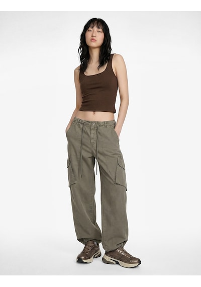 Koton Pamuklu Slim Fit U Yaka Kolsuz Bluz Kahverengi 6sal30299ık Kahve