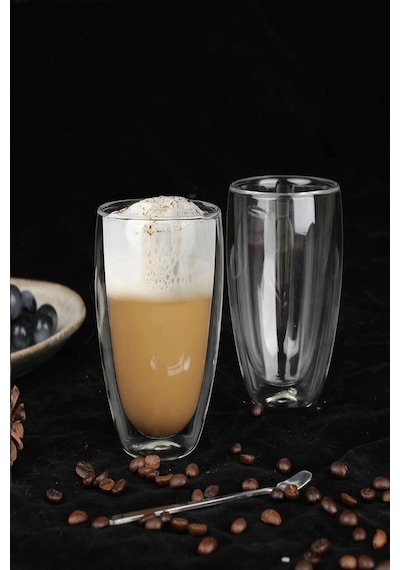 Bardak 6'lı Çift Cidarlı Bardak 300 Ml Ev Ofis Çay Fincanı Kahve Sunum