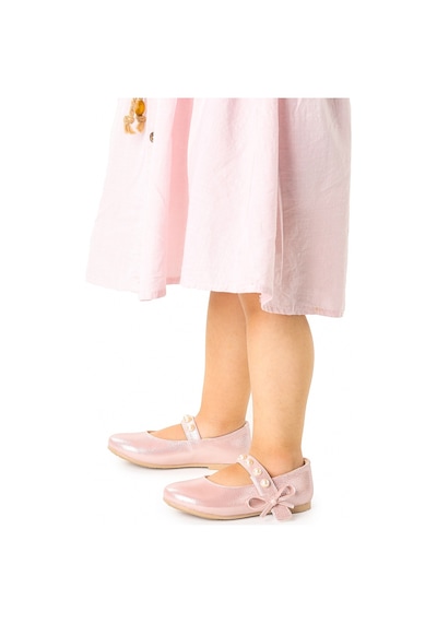 Kiko Kids İncili Günlük Cırtlı Kız Çocuk Babet Ayakkabı 253-Pudra 001