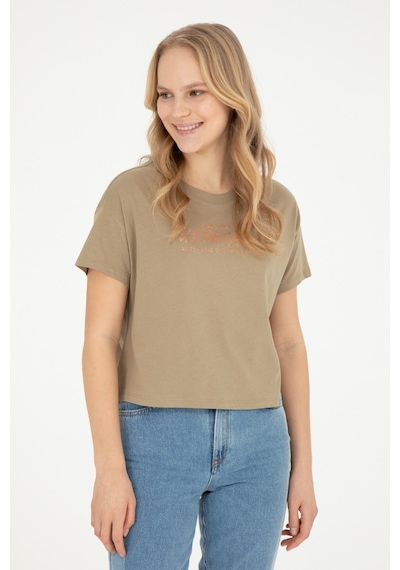 U.S. Polo Assn. Kadın Haki Bisiklet Yaka Tişört 50282898-VR027