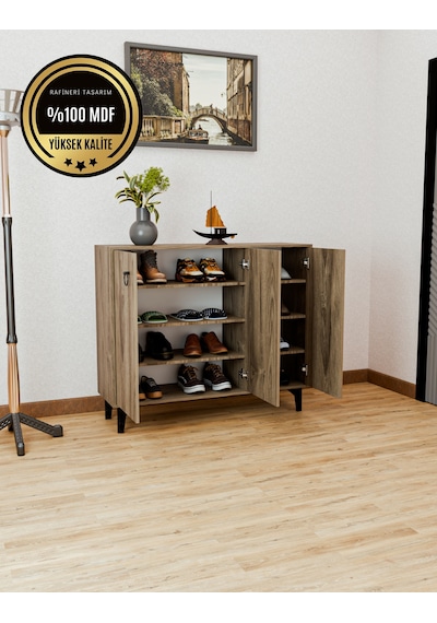 Dekorfim DF08102BR MDF Ayakkabılık Antre Hol Çok Amaçlı Dolap Ayakkabı Dolabı