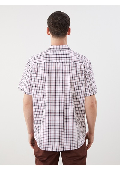 Lcwaıkıkı Classic Kırmızı Regular Fit Kısa Kollu Ekose Poplin Erkek Gömlek