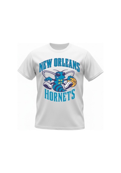 Urbantrendstore Unisex New Orleans Hornets Oversize Fit Rahat Geniş Salaş T-shirt Günlük Tişört Beyaz