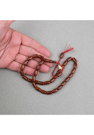 Omari Sıkma Kehribar Fıçı Kesim Oturtma İmameli Sistemli 7x11mm Tesbih