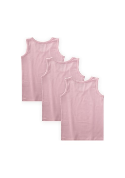 Cigit Üçlü Geniş Askılı Atlet Set 2-9 Yaş Şeker Pembe Pembe
