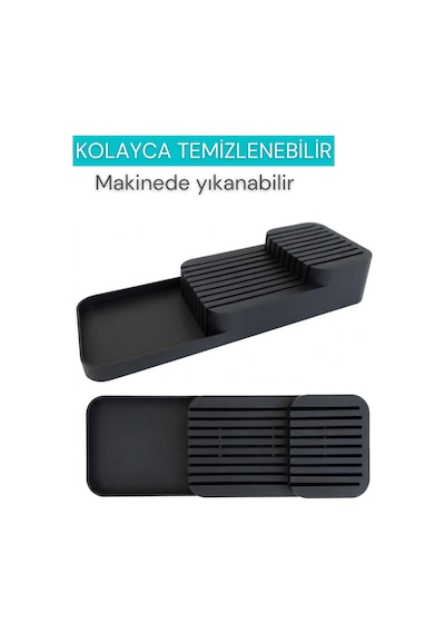 Beylini 18'li Bıçak Standı Bıçaklık Tezgah Üstü Çekmece İçi Mutfak Düzenleyici Organizer Bıçak Düzenleyici Antrasit