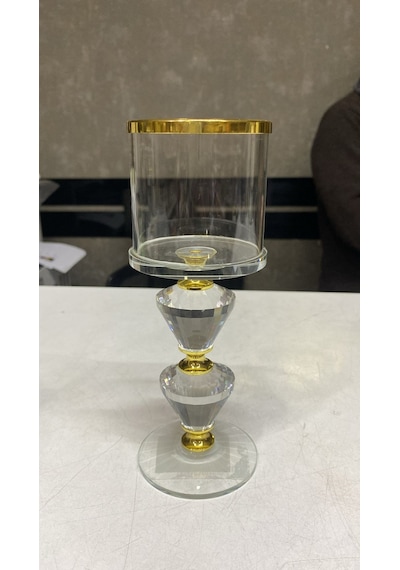 Lorena Gold Krıstal Mumluk 7x7x19 Cm Şeffaf