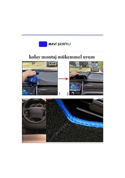 Toyota Corolla 1991-1997 3d Torpido Kılıfı Panel Koruyucu Göğüs Kaplama - Mavi Şerit-602