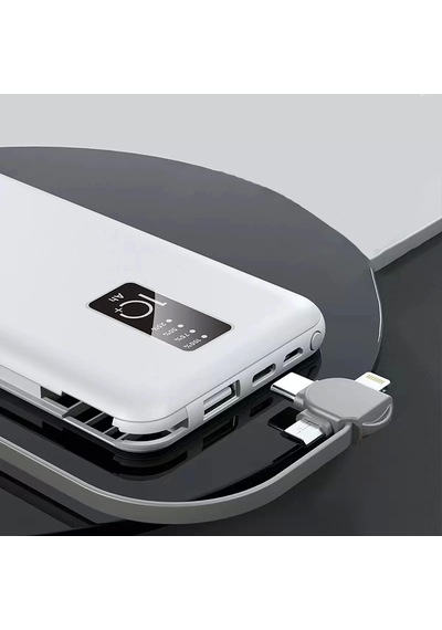 Lopard Pw-05 Hızlı Şarj Powerbank Led Göstergeli Micro Lightning Type-c Dahili Kablolu Taşınabilir 0 BEYAZ