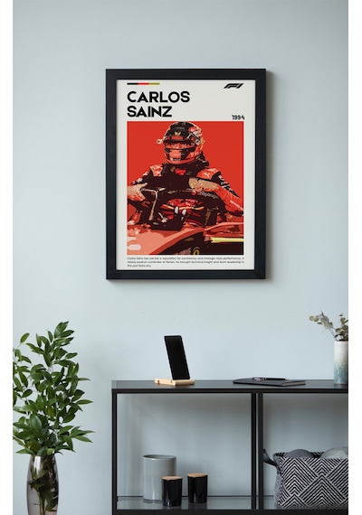 Carlos Sainz Ahşap Çerçeveli Poster Tablo Smooth Operator F1 Tasarım