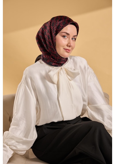 Silk Home Twill İpek Eşarp Zincir Siyah - Kırmızı Çok Renkli