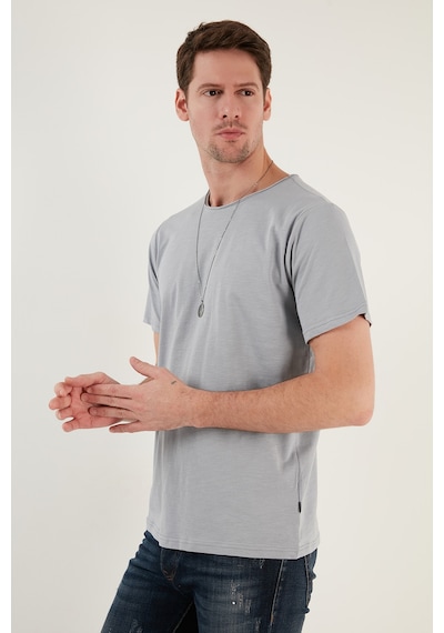 Buratti Bisiklet Yaka % 100 Pamuk Regular Fit Basic Erkek T Shirt 59020001 Açık Gri