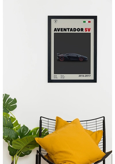 Lamborghini Aventador Sv 2016-2017 Car Serie Özel Tasarım Siyah Çerçeveli Tablo Poster