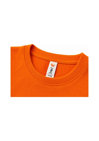 H&c Coolboy Çocuk %100 Pamuklu Bisiklet Yaka Baskısız Pike Kumaş Basic Tişört Turuncu