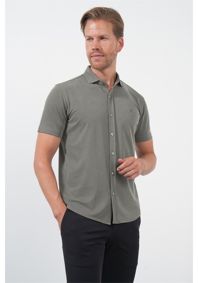 İmza Haki İtalyan Yaka Kısa Kol Cepsiz Slim Fit Esnek Gömlek 1004260159 Koyu Haki İmza Haki İtalyan Yaka Kısa Kol Cepsiz Slim Fit Esnek Gömlek 1004260159 Koyu Haki