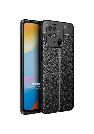 Ayrex Xiaomi Poco C40 İçin Kılıf Deri Dokulu Silikon Siyah Poco C40 İle Uyumlu Kılıf - Siyah Diğer