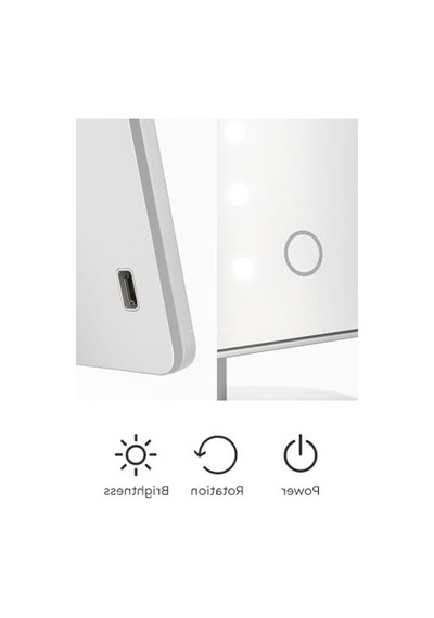 Busstier Led Işıklı Makyaj Aynası Dokunmatik 3 Işık Modlu Ayarlanabilir Oynar Başlıklı Masa Üstü Ayna Beyaz Işık Gün Işığı Sıcak Işık Açık Bej