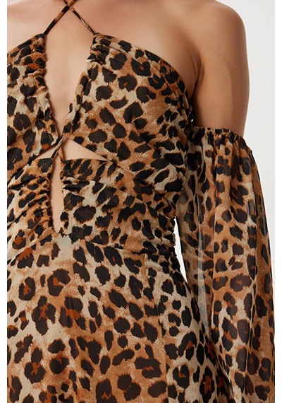 Fashion Cocktail Viral Göğüs Bağlamalı Yan Yırtmaçlı Pencereli Şifon Uzun Davet Kokteyl Maxi Dar Kalıp Elbise Leopar Fashion Cocktail Viral Göğüs Bağlamalı Yan Yırtmaçlı Pencereli Şifon Uzun Davet Kokteyl Maxi Dar Kalıp Elbise Leopar