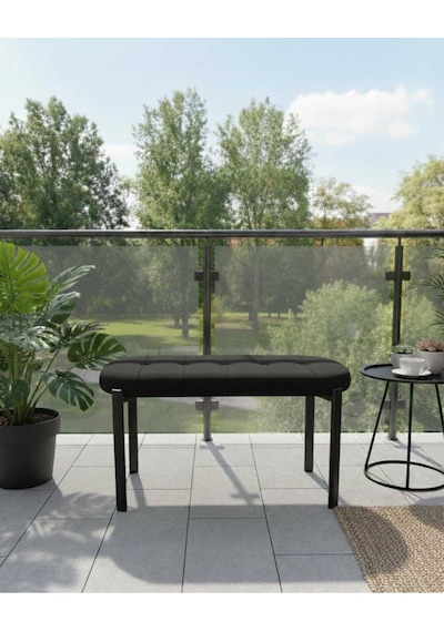 Özcan Metal 90 Cm Metal Ayaklı Puf Bench Antre Salon Mutfak Yatak Odası Balkon Puf Siyah
