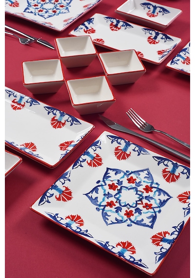 Piatti Naturali 12 Parça 4 Kişilik Çini Kahvaltı Takımı Handmade Sunum Set Çok Renkli