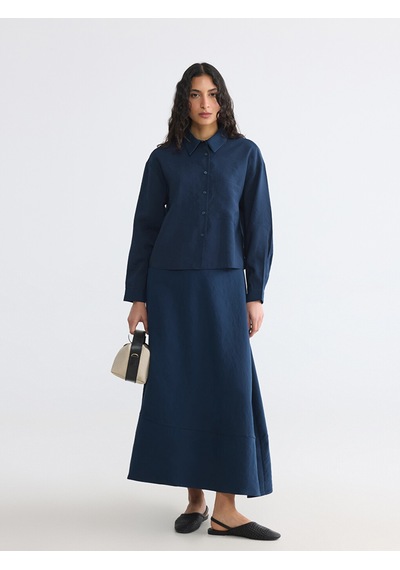 Lcw Modest Lacivert Modal Karışımlı Kadın Gömlek