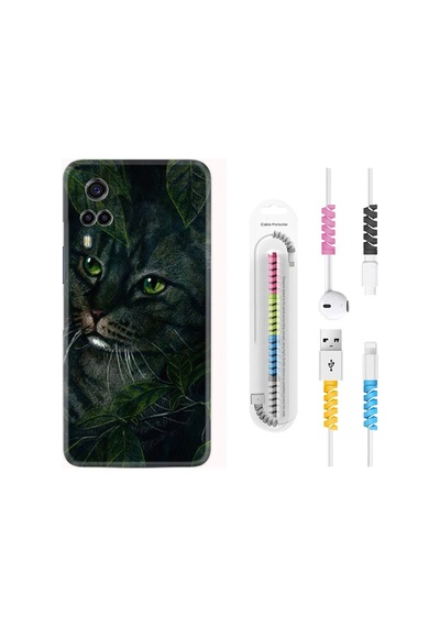 Vivo Y53S Kılıf Rasta Boyun Askılı Flowers Cat 1345