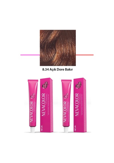 2 Li Set Premium 8.34 Açık Dore Bakır - Kalıcı Saç Boyası 2 X 50 G Tüp