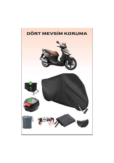 Siyah Kymco Agility City 125 Için Arka Çanta Ve Kilit Uyumlu Motosiklet Branda, Güvenli