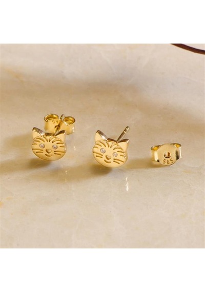 Goldkupe 14 Ayar Altın Sade Kedi Küpe 1,19 Gr-1392