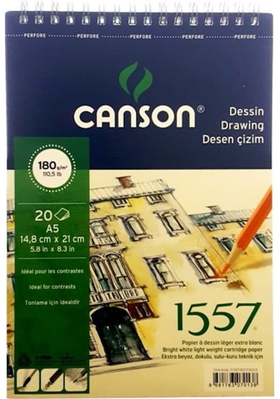 Canson 1557 Dessin Resim ve Çizim Blok Spiralli A5 180 G 20 Sayfa