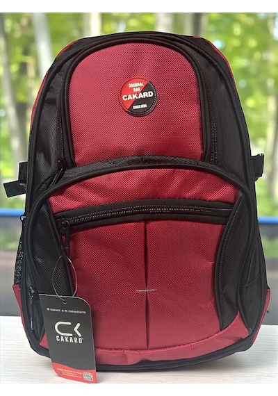 Cakard Su Geçirmez Kalın Ortopedik Çok Bölmeli Laptop Okul Gezi Seyahat Kamp Sırt Çantası Büyük 30x47cm Kırmızı