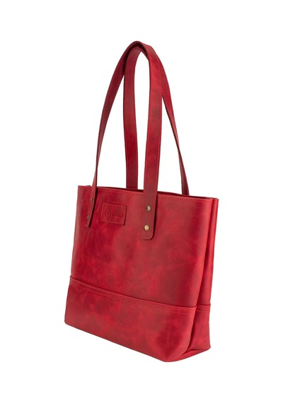 Twingold İsme Özel Tote Bag El Omuz Çantası - %100 Rainbow Deri - Ac03003 - Kırmızı Kırmızı