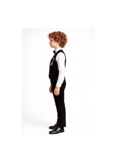 Ahengim Erkek Çocuk Modern Kesim Papyonlu Yelekli 3 Lü Set Takım Elbise Ak5350 Siyah