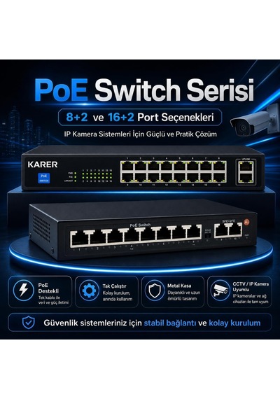 Exitcam 15 Kameralı 5 Mp Ip Poe Güvenlik Kamera Sistemi 20 İnç Monitör, 1 Tb Hdd, 300 Metre Kablo, Sesli Ve Gec