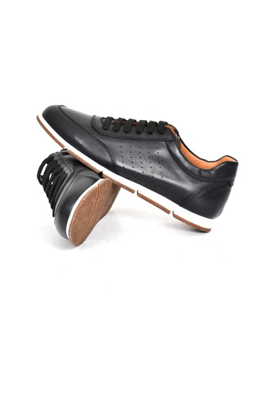 Tuna Hakiki Deri Siyah Erkek Sneaker Ayakkabı - 241338 Siyah