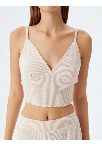 Koton Viskon Askılı Crop Pijama Üstü Pembe 5wlk90017mk Gül