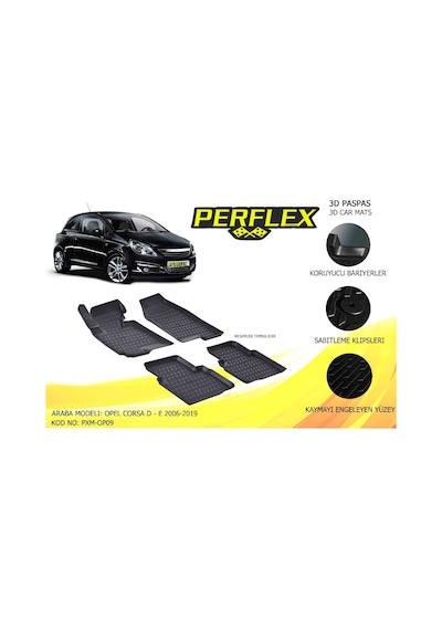 Opel Corsa D / E Paspas Perflex 3D Havuzlu X-Mat 2007-2019 Arası
