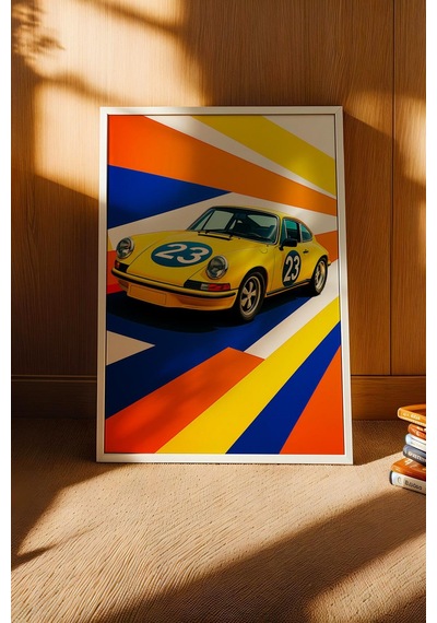 Saturn Porsche 911 Klasik Yarış Arabası Çerçeveli Tablo Ofis Ve Garaj İçin Modern Tablo Car Poster