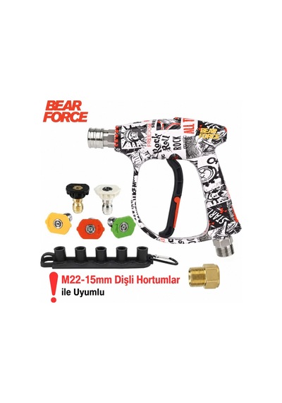 Robeve Bear Force Pop-art Tasarım Araç Yıkama Tabancası 5'li Nozzle Set İle Profesyonel Temizlik