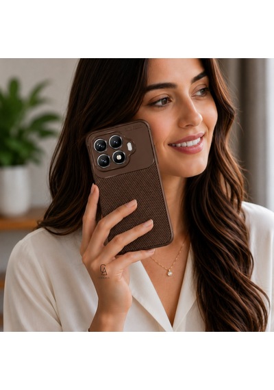 Xiaomi Mi 17t Uyumlu Kılıf Karbon Tasarım Kamera Korumalı Silikon Telefon Kılıfı Kapak Kahverengi