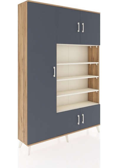 Arges Dolap 10 Raflı 5 Kapaklı 132x30x195 Çam-antrasit/aytaşı Çam Arges Dolap 10 Raflı 5 Kapaklı 132x30x195 Çam-antrasit/aytaşı Çam
