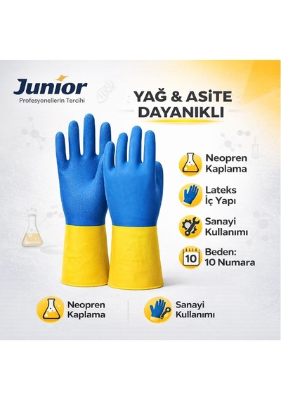 Jnr Kauçuklu Eldiven İş Eldiveni Yağ Ve Asite Dayanıklı Kimyasal Eldiveni 10no 12li