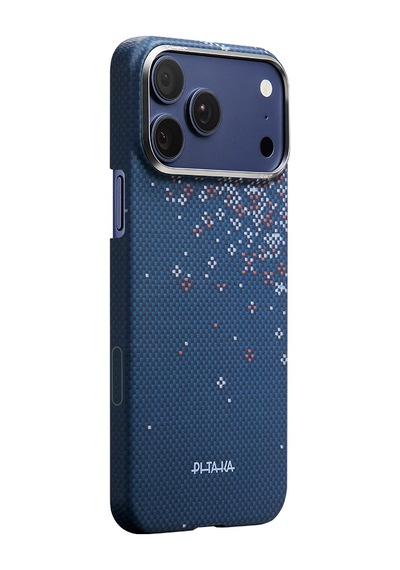 İphone 17 Pro Max Uyumlu Kılıf M-safe Şarjlı Aramid Fiber Pitaka Sakura Hours Serisi Kapak Lacivert