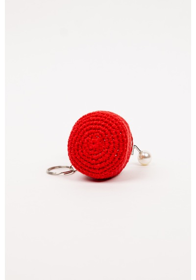 Fabric Craft Bag Mini Bozuk Para Cüzdanı Anahtarlık Klipsli Kiremit - Altın Kırmızı