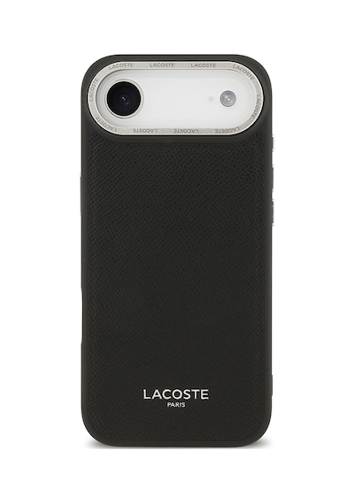 Apple Uyumlu iPhone 17 Air Kılıf Lacoste Lisanslı M-safeli Champs Elysees Pu Deri Tasarımlı Kapak Siyah Siyah