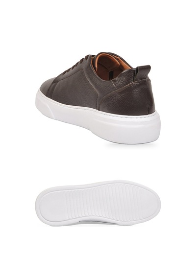 Ayakmod Kahve Hakiki Deri Bağcıklı Kalın Rahat Tabanlı Erkek Casual Ayakkabı Sneaker 272303
