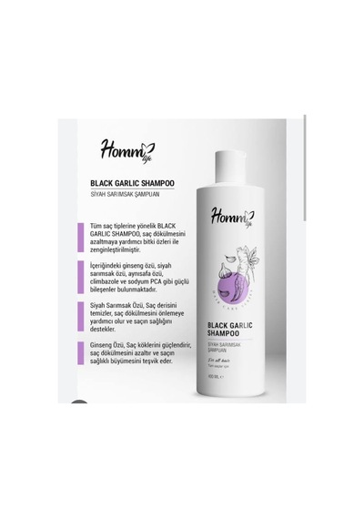 Homm Life Siyah Sarımsak Şampuan, 400 Ml, Tüm Saç Tipleri İçin