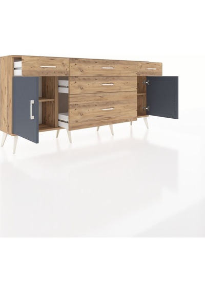 Arges Konsol 2 Raflı 5 Çekmeceli 2 Kapaklı 176x30x83 Çam-antrasit/çam Antrasit/çam Arges Konsol 2 Raflı 5 Çekmeceli 2 Kapaklı 176x30x83 Çam-antrasit/çam Antrasit/çam