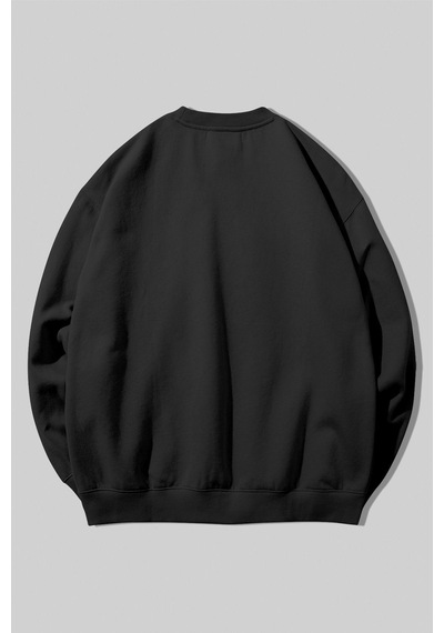 Harmandar Günaydın Uyandım Ben Baskılı Bisiklet Yakalı Siyah Sweatshirt Hoodie SiYAH