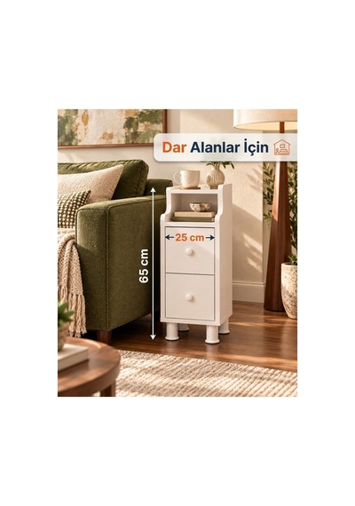 Dar Alanlar İçin 2 Çekmeceli Raflı Komodin Ve Koltuk Yanı Sehpası 25 Cm Genişlik, 65 Cm Yükseklik Beyaz Ve Antrasit Beyaz - 931394209 Beyaz Dar Alanlar İçin 2 Çekmeceli Raflı Komodin Ve Koltuk Yanı Sehpası 25 Cm Genişlik, 65 Cm Yükseklik Beyaz Ve Antrasit Beyaz - 931394209 Beyaz